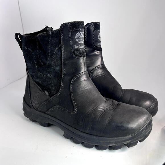 TIMBERLAND 200 GRAM PRIMALOFT LEATHER NUBUCK BOOTS BLACK/BLACK SIZE 10‎